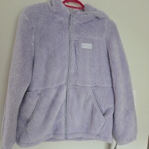 Reebok Faux Fur Full Zip Hoodie In Lavender Sz XL NWT